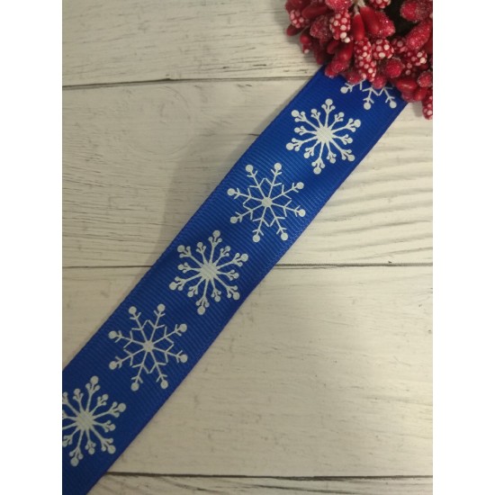 Лента репсовая «Снежинки», 25 мм, цена за 1 м